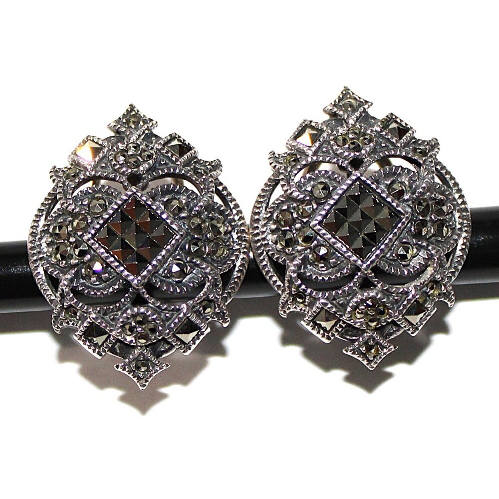 Judith Jack Sterling Silver Marcasite Earrings 12 Grams